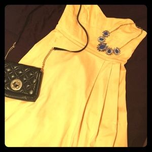 Yellow strapless Calvin Klein dress